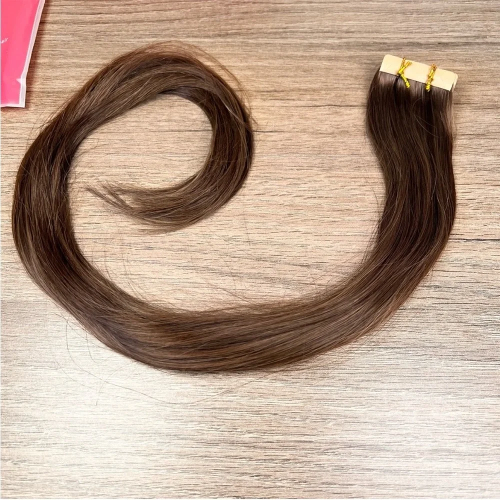 Wennalife Light Ash Brown Remy Human Hair 24 Inch Tape In Hair Extensions